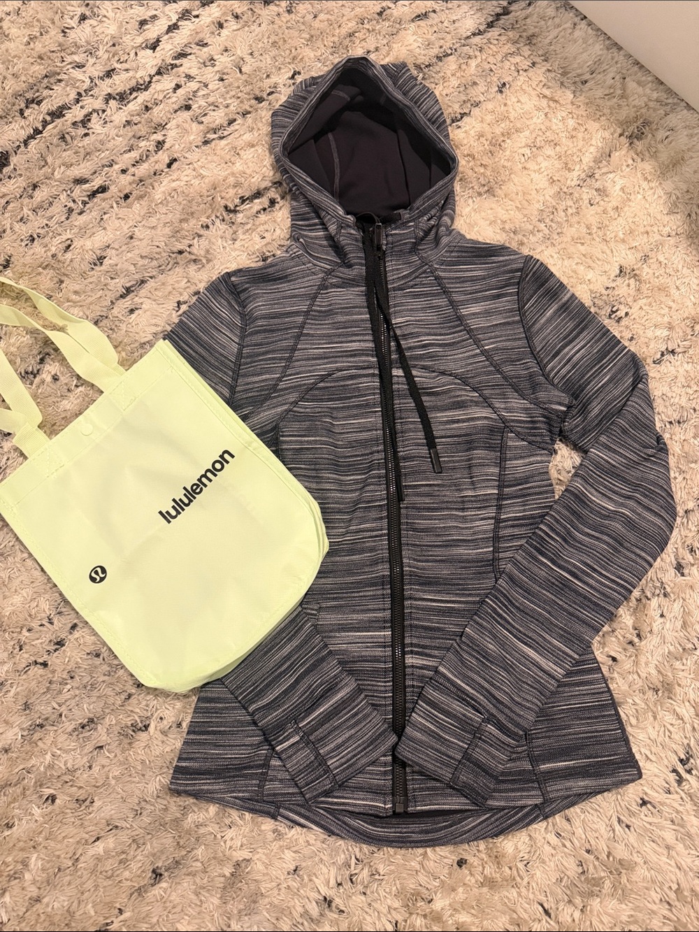Lululemon athletica Striped Heathered Gray Hooded Zip Jacket